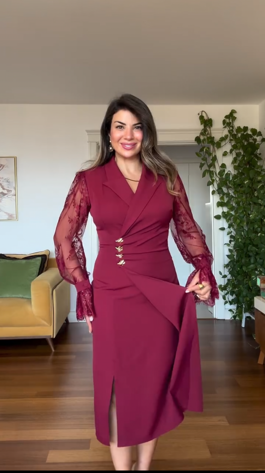 Rochie Haya de zi cu mâneci din dantelă
